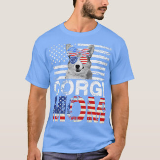 Dames koele Corgi-moeder VS-vlag patriottische Moe T-shirt