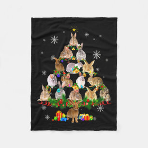Dames Konijn Kerstboom Sneeuw Grappig Konijn Kerst Fleece Deken