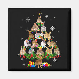 Dames Konijn Kerstboom Sneeuw Grappig Konijn Kerst Magneet