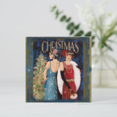 Dames Kunst Kerst 1930's Kaart (Staand voorkant)