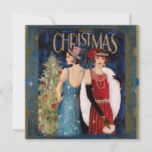 Dames Kunst Kerst 1930's Kaart