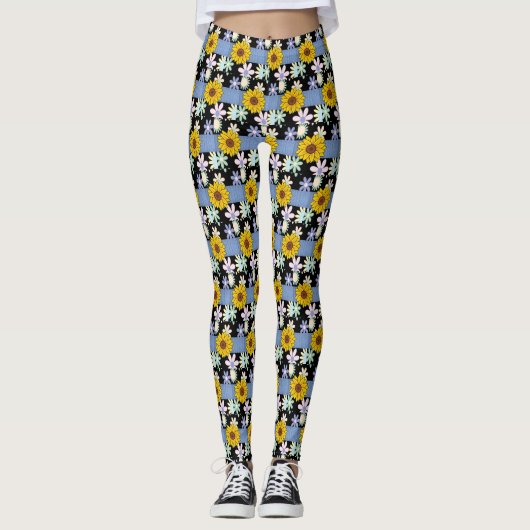 Dames lange bloemenleggings leggings (Voorkant)