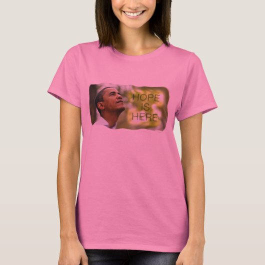 Dames, lange hoop is hier t-shirt (Voorkant)