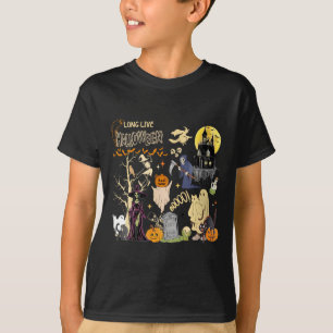 Dames Lange Leve Halloween Zwarte Kat Gif Heks T-shirt