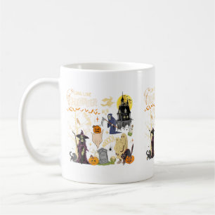 Dames Lange Leve Halloween Zwarte Kat Gifheks Koffiemok