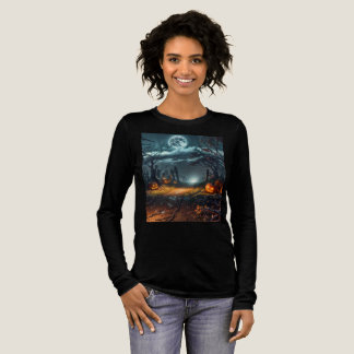 Dames lange mouwen halloween pompoenen t-shirt