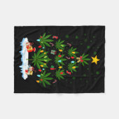 Dames Leaf Kerstboom Wiet Stoner Kerstmis V-hals Fleece Deken (Voorkant (Horizontaal))