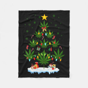 Dames Leaf Kerstboom Wiet Stoner Kerstmis V-hals Fleece Deken