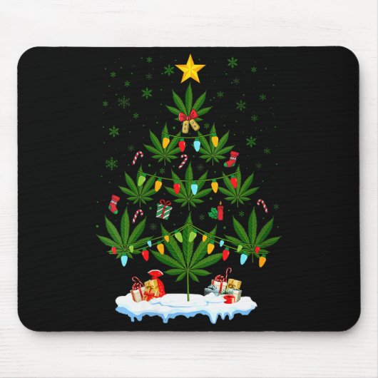 Dames Leaf Kerstboom Wiet Stoner Kerstmis V-hals Muismat (Voorkant)
