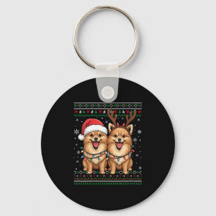 Dames lelijke Meraniaanse hond kerst Santa bijpass Sleutelhanger