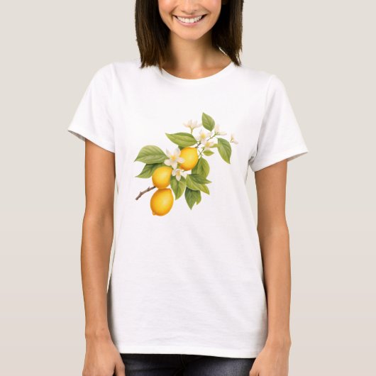 Dames Lemon Bunch Bloem Grafische T-shirt (Voorkant)