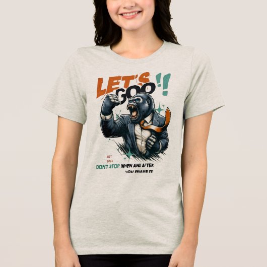 DAMES LET'S GOO LESSONS LEARN TEE Tri-Blend SHIRT (Voorkant)