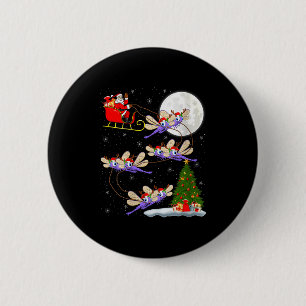 Dames Libelle Kerstman slee van vliegen grappig ma Ronde Button 5,7 Cm