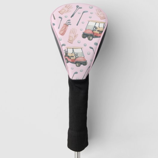 Dames Licht Roze Golfkar Patroon Golfheadcover (Voorkant)
