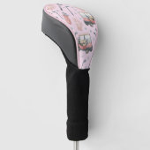 Dames Licht Roze Golfkar Patroon Golfheadcover (Schuin)