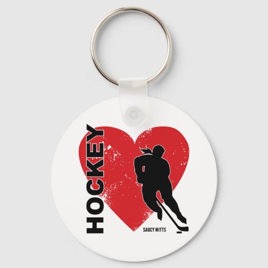 Dames Liefde Hart Hockey Sleutelhanger (Voorkant)