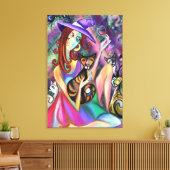 Dames Liefhebben Katten Canvasprint Canvas Afdruk (Insitu (Woonkamer))
