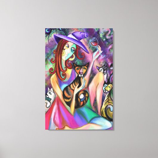 Dames Liefhebben Katten Canvasprint Canvas Afdruk (Voorkant)