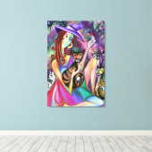 Dames Liefhebben Katten Canvasprint Canvas Afdruk (Insitu (Houten vloer))
