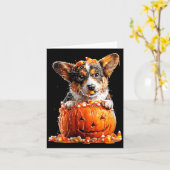 Dames Lieve Corgi Druppende Pompoen Candy Corn Kaart (Gele Bloem)