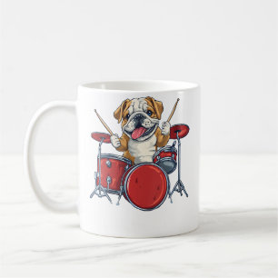 Dames Lieve Engelse Bulldog Hond Speelt op Drums D Koffiemok