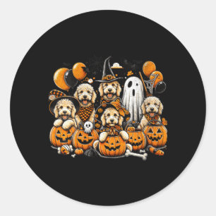 Dames Lieve Geest En Heks Goldendoodle Halloween Ronde Sticker
