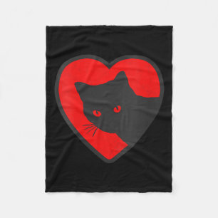 Dames Lieve & Grappige Zwarte Kat Valentijnshart Fleece Deken