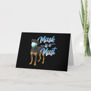 Dames Lieve Rottweiler Hond met Masker - Draag een Feestdagen Kaart