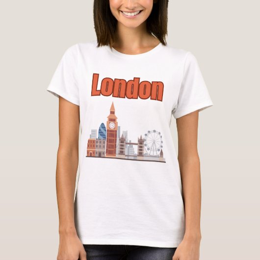 Dames London Skyline grote letters T-shirts (Voorkant)