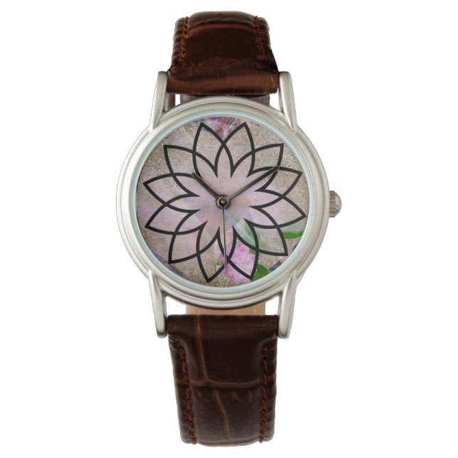  Dames Lotus Bloem Horloge (Voorkant)