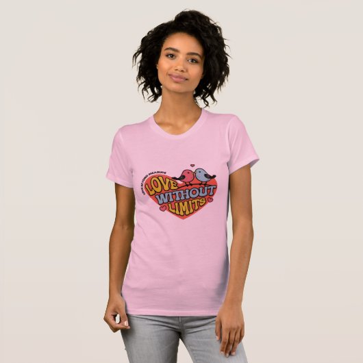 Dames "Love Without Limits" Roze Grafische T-shirt (Voorkant volledig)