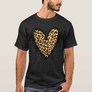 Dames Luipaard Hartprint Meisjes Liefde Val T-shirt
