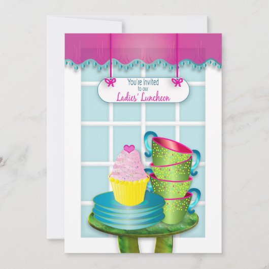 Dames, Luncheon, Tea Cups, Borden en Cupcakes Kaart (Voorkant)