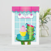 Dames, Luncheon, Tea Cups, Borden en Cupcakes Kaart (Staand voorkant)