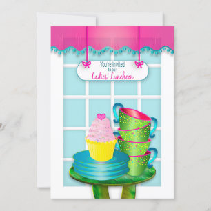 Dames, Luncheon, Tea Cups, Borden en Cupcakes Kaart