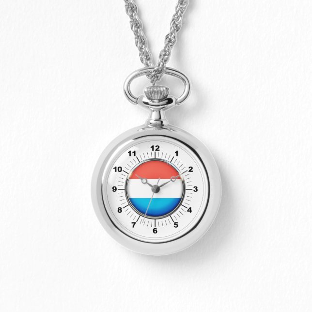 Dames Luxemburg Vlag Wraparound Zilver Horloge (Voorkant)