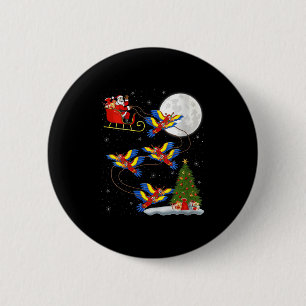 Dames Macaw Papegaaien Kerstman Slee Slingervlucht Ronde Button 5,7 Cm