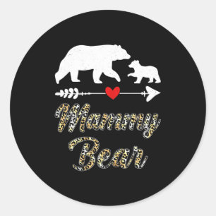 Dames mammy beer luipaard leuk moederdag beer cu ronde sticker