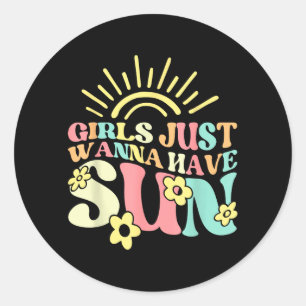 Dames Meisje Wil Net Zon Grappige Vakantie Ronde Sticker