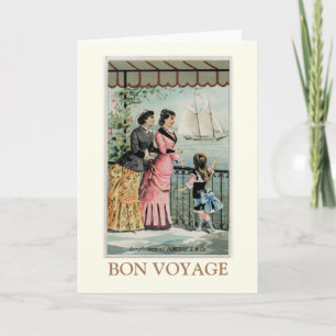  Dames, Meisje, Zeilschip Bon Voyage Kaart