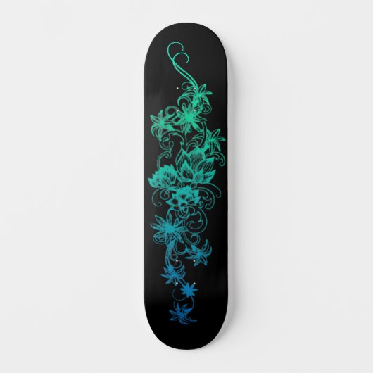 Dames & Meisjes Bloem skateboarddek Blue Persoonlijk Skateboard (Voorkant)