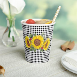 Dames Meisjes Evenementen Gingham & Sunflowers Blo Papieren Bekers