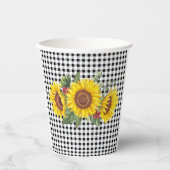 Dames Meisjes Evenementen Gingham & Zonnebloemen B Papieren Bekers (Voorkant)