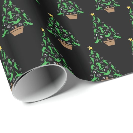 Dames Meisjes Voetbal Kerstboom Cadeaupapier (Rol Hoek)