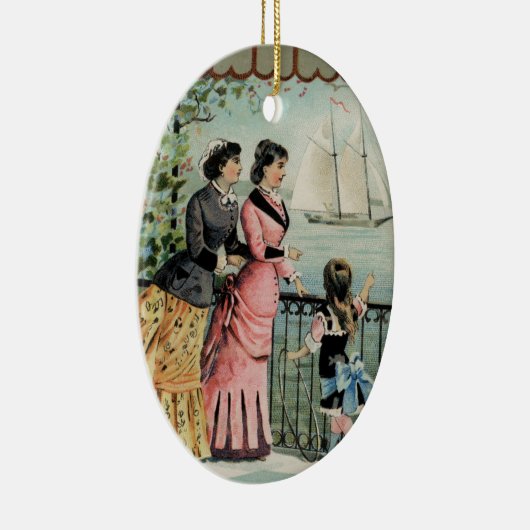  dames, meisjes, zeilschepen keramisch ornament (Rechts)