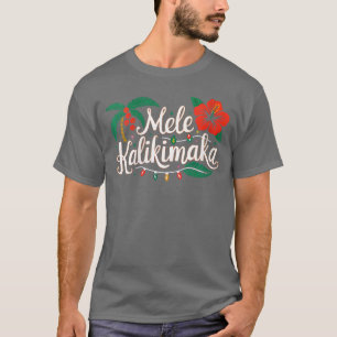 Dames Mele Kalikimaka Hibiscus Palm Waikiki Big I T-shirt