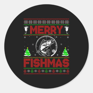 Dames Merry Fishmas B Vis Vissen Lelijke Kerst Ronde Sticker