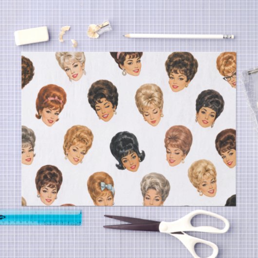 Dames met bouffant uit de jaren 60 tissuepapier (Craft)