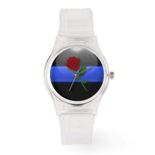 Dames met een blauwe lijn politie horloge
