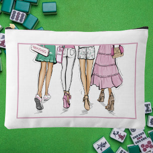 Dames met stijl die Mahjong spelen op een Mahjong  Etui